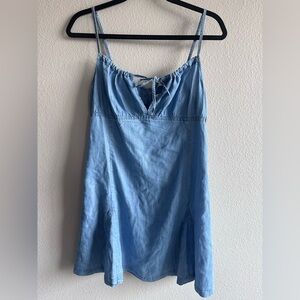 Topshop Blue Cotton Mini Dress